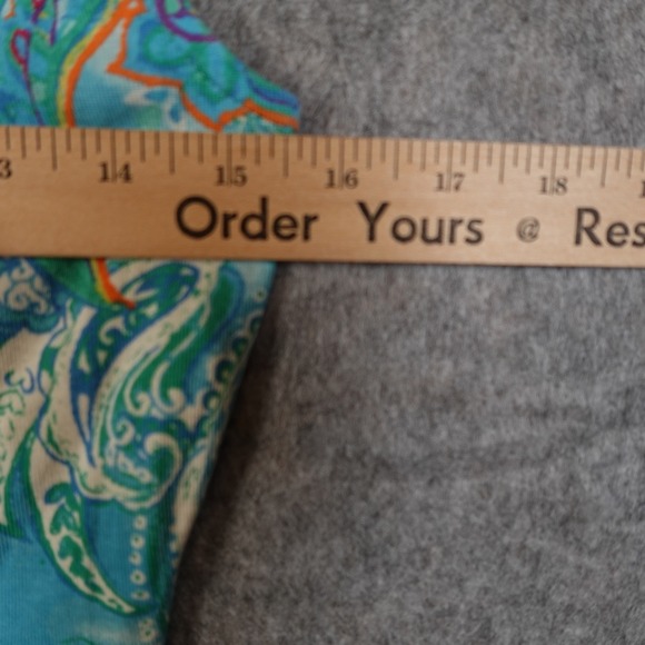 Ralph Lauren Dress Womens Medium Knee Length Paisley Square Neck Blue ALine - Picture 8 of 10